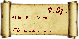 Vidor Szilárd névjegykártya